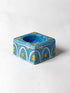 White Line With Turquoise Base Tea Light Holder